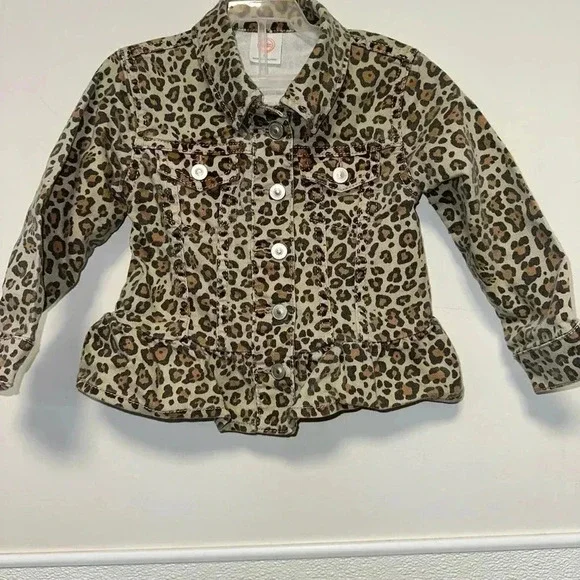 Girls Wonder Nation Jacket 3T Beige Brown Leopard Cheetah Print - Picture 6 of 10